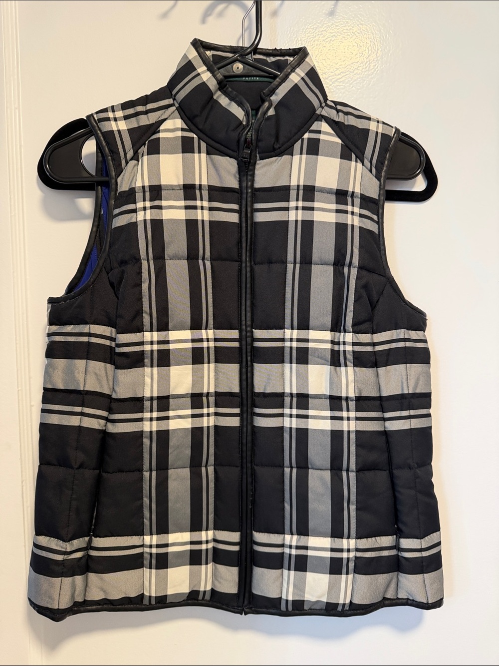 Lauren Ralph Lauren Black & Gray Plaid Quilted Vest